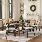 TUYOHW Lot de 2 chaises de salle à manger à cadre métallique avec dossier en rotin, chaises de cuisine et salle à manger Boucle avec pieds réglables pour salon