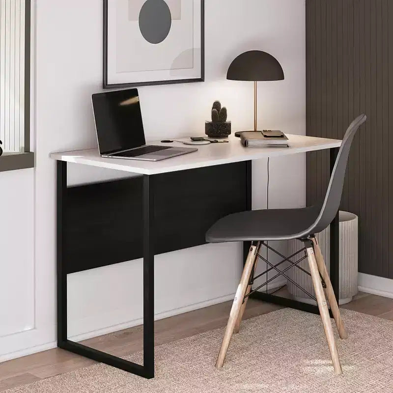 TUYOHW Bureau pour Adolescents, Plateau Spacieux avec Hauteur Réduite & Gestion des Câbles, Bureau d'Étude Bicolore avec Pieds en Métal en U pour Chambre Dortoir
