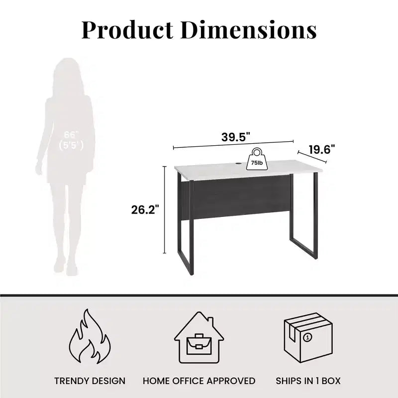 TUYOHW Bureau pour Adolescents, Plateau Spacieux avec Hauteur Réduite & Gestion des Câbles, Bureau d'Étude Bicolore avec Pieds en Métal en U pour Chambre Dortoir