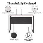 TUYOHW Bureau pour Adolescents, Plateau Spacieux avec Hauteur Réduite & Gestion des Câbles, Bureau d'Étude Bicolore avec Pieds en Métal en U pour Chambre Dortoir