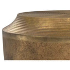 Table basse Bacall contemporaine ronde de 21 pouces de large en fonte d'aluminium, finition laiton antique, entièrement assemblée