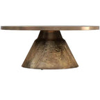 Table basse contemporaine ronde Alyssa de 36 pouces de large en fonte d'aluminium laiton vieilli, entièrement assemblée