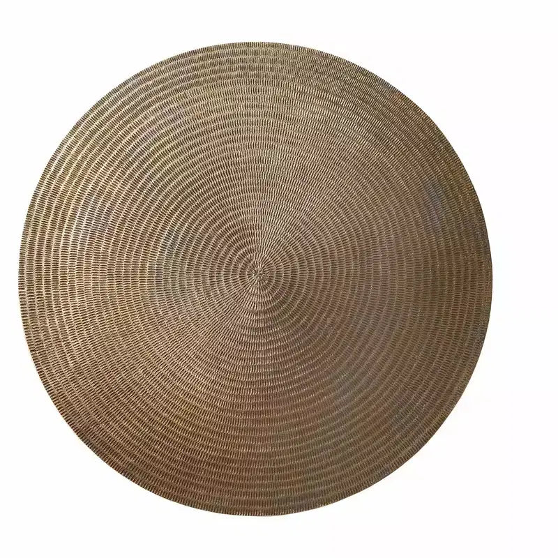 Table basse contemporaine ronde Alyssa de 36 pouces de large en fonte d'aluminium laiton vieilli, entièrement assemblée