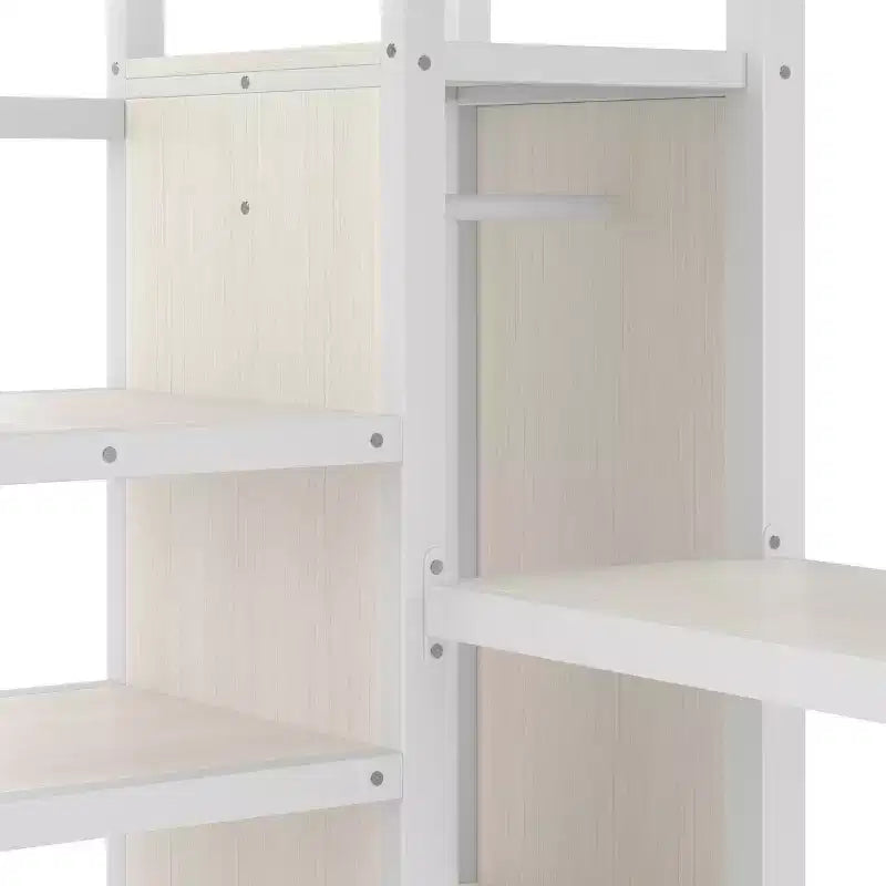 Lit mezzanine Bellemave Queen avec LED, bureau en L et port USB, lit mezzanine en métal avec armoire et étagère réglable pour enfants, adolescents et adultes