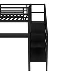 Lit mezzanine Bellemave Queen avec LED, bureau en L et port USB, lit mezzanine en métal avec armoire et étagère réglable pour enfants, adolescents et adultes