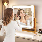 Miroir de courtoisie rond doré 19,6x15,7, rotation à 360° pour chambre/coiffeuse