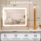 Miroir de courtoisie rond doré 19,6x15,7, rotation à 360° pour chambre/coiffeuse