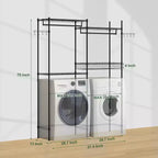 Étagères de rangement au-dessus de la machine à laver et du sèche-linge, séchoir à linge avec panier en fil métallique et crochet latéral, étagère de rangement à 4 niveaux pour buanderie
