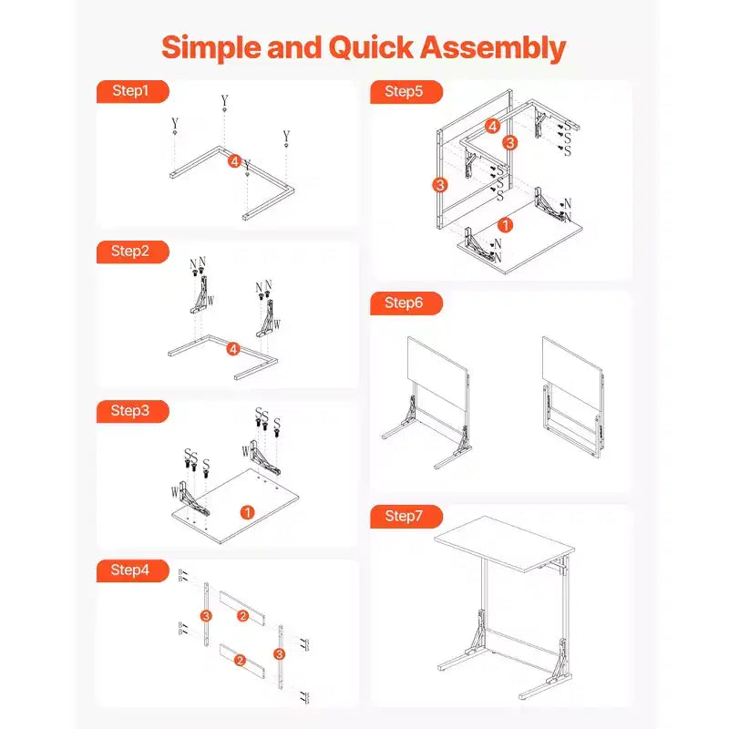 Table d'appoint en C VEVOR, Table d'appoint pliable en forme de C avec cadre en métal et pieds réglables, Table d'appoint pliable en forme de C pour salon, chambre, bureau, marron+noir