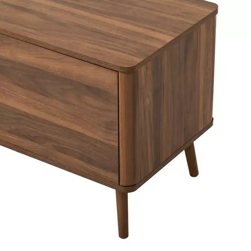 Meuble TV de 78 po pour téléviseurs jusqu'à 85 po, Console TV Moderne, Console Multimédia Canelée, Meuble TV Noyer, Centre de Divertissement Multimédia avec Porte à Fermeture Douce - ModernLuxe