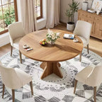 Table à manger ronde pour 4 à 6 personnes, table de cuisine ronde de 120 cm avec base piédestal robuste, pour salon, cuisine, appartement