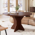 Table à manger ronde pour 4 à 6 personnes, table de cuisine ronde de 120 cm avec base piédestal robuste, pour salon, cuisine, appartement