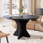 Table à manger ronde pour 4 à 6 personnes, table de cuisine ronde de 120 cm avec base piédestal robuste, pour salon, cuisine, appartement