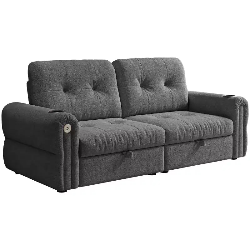 Canapé-lit convertible 2-en-1 moderne avec dossier rabattable, canapé-lit escamotable en flanelle douce pour salon ou chambre d'amis - Panipeachy