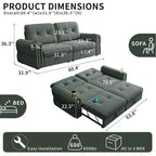 Canapé-lit convertible 2-en-1 moderne avec dossier rabattable, canapé-lit escamotable en flanelle douce pour salon ou chambre d'amis - Panipeachy