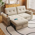 Canapé-lit convertible 2-en-1 moderne avec dossier rabattable, canapé-lit escamotable en flanelle douce pour salon ou chambre d'amis - Panipeachy