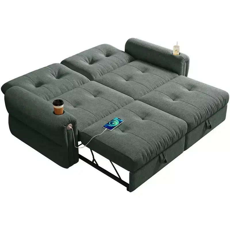 Canapé-lit convertible 2-en-1 moderne avec dossier rabattable, canapé-lit escamotable en flanelle douce pour salon ou chambre d'amis - Panipeachy