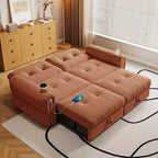 Canapé-lit convertible 2-en-1 moderne avec dossier rabattable, canapé-lit escamotable en flanelle douce pour salon ou chambre d'amis - Panipeachy