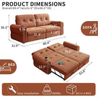 Canapé-lit convertible 2-en-1 moderne avec dossier rabattable, canapé-lit escamotable en flanelle douce pour salon ou chambre d'amis - Panipeachy