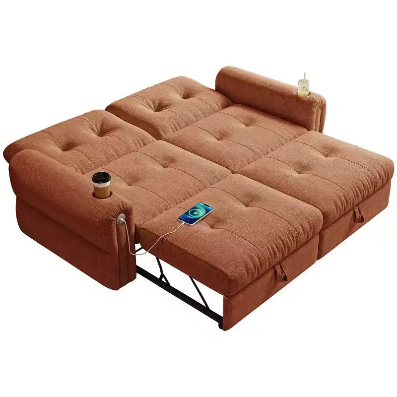 Canapé-lit convertible 2-en-1 moderne avec dossier rabattable, canapé-lit escamotable en flanelle douce pour salon ou chambre d'amis - Panipeachy