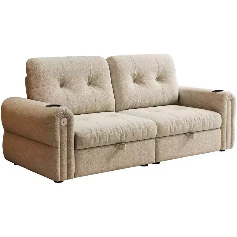 Canapé-lit convertible 2-en-1 moderne avec dossier rabattable, canapé-lit escamotable en flanelle douce pour salon ou chambre d'amis - Panipeachy