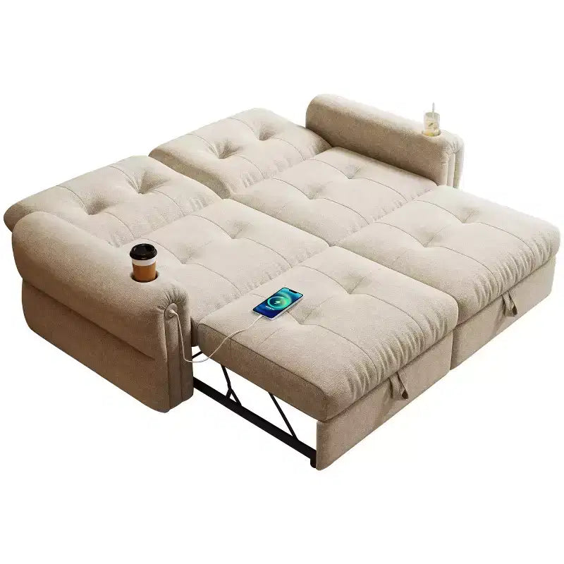 Canapé-lit convertible 2-en-1 moderne avec dossier rabattable, canapé-lit escamotable en flanelle douce pour salon ou chambre d'amis - Panipeachy