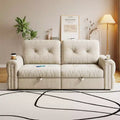Modern 2-in-1 Convertible Sleeper Sofa Bed with Fold-Down Backrest, Soft Flannelette Pull-Out Sofa for Living Room or Guest Room-Panipeachy