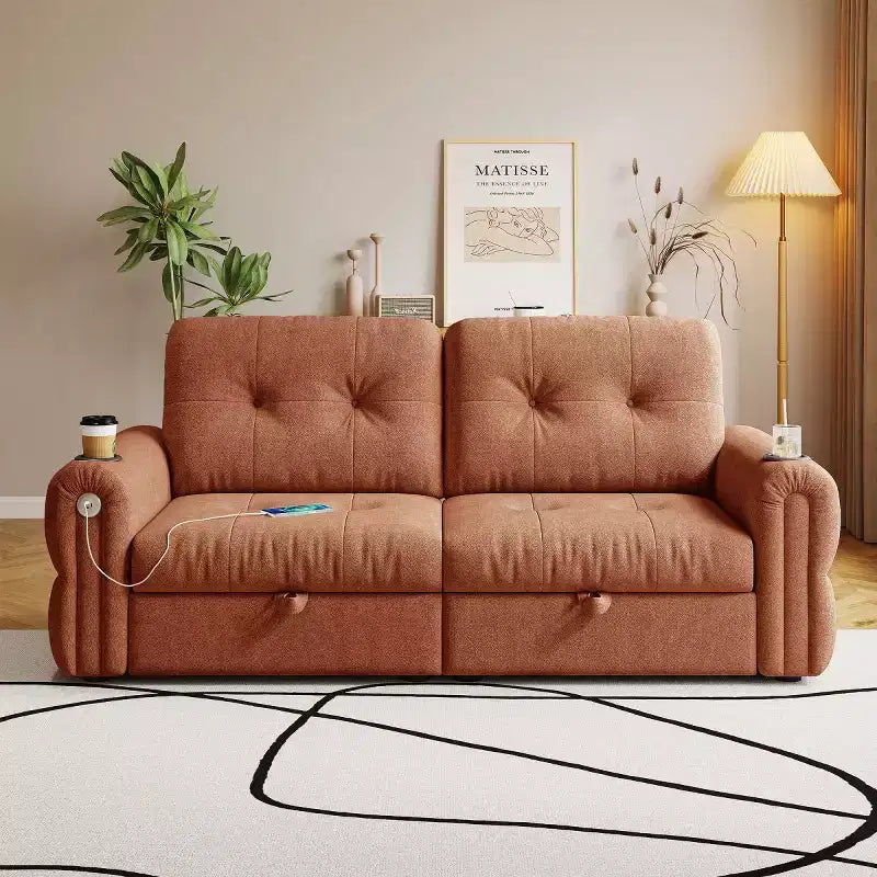 Canapé-lit convertible 2-en-1 moderne avec dossier rabattable, canapé-lit escamotable en flanelle douce pour salon ou chambre d'amis - Panipeachy
