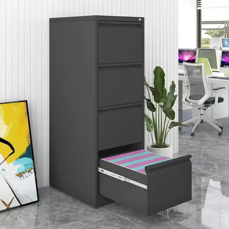 Classeur à 4 tiroirs avec serrure, armoire de classement verticale robuste pour bureau à domicile, armoire de rangement pour fichiers de format Lettre/Légal/A4/F4