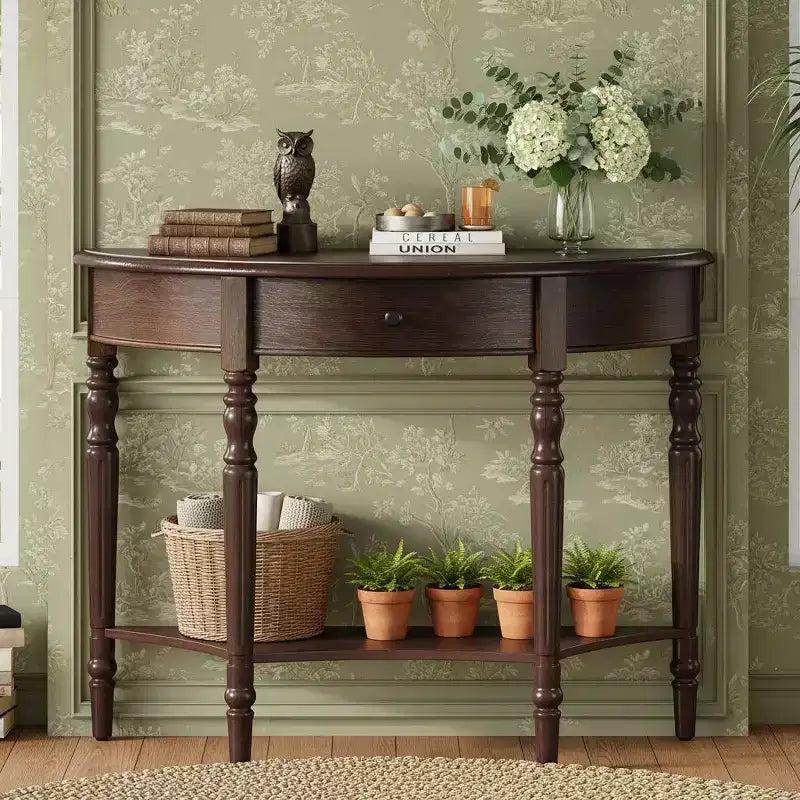 Console d'entrée Polibi Farmhouse Crescent avec tiroir et étagère