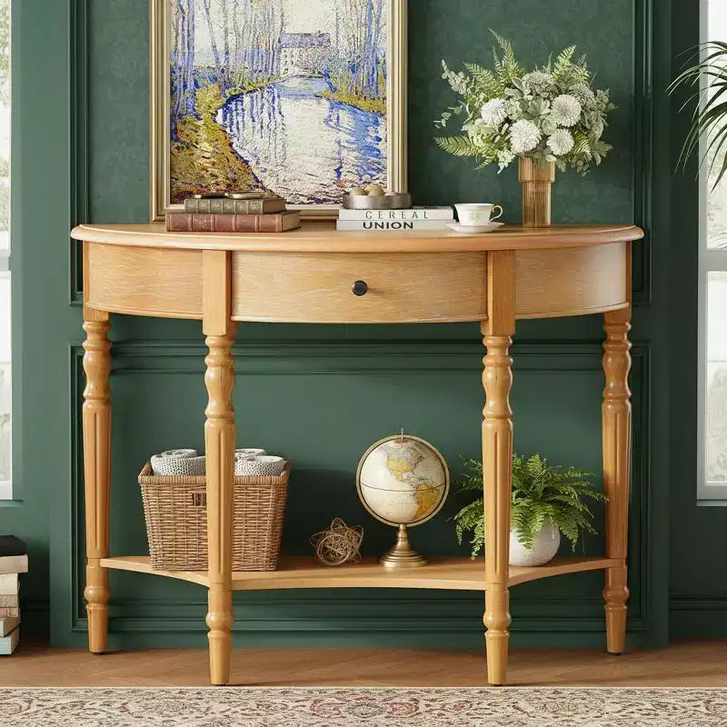 Console d'entrée Polibi Farmhouse Crescent avec tiroir et étagère