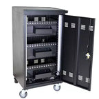 Chariot de recharge mobile pour 45 appareils avec serrure et clé, station de recharge pour ordinateurs portables et tablettes à 4 roulettes pour salle de classe, bureau