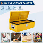 Boîte à outils en acier pour plateau de camion, boîte à outils en tôle larmée avec poignée latérale et clés de verrouillage, coffre de rangement organiseur