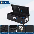 Boîte à outils en acier pour plateau de camion, boîte à outils en tôle larmée avec poignée latérale et clés de verrouillage, coffre de rangement organiseur