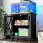 Meuble d'aquarium en bois GDFStudio Fanny Farmhouse avec prises électriques et étagères réglables