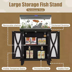 Meuble d'aquarium en bois GDFStudio Fanny Farmhouse avec prises électriques et étagères réglables
