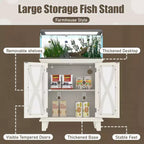 Meuble d'aquarium en bois GDFStudio Fanny Farmhouse avec prises électriques et étagères réglables