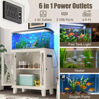 Meuble d'aquarium en bois GDFStudio Fanny Farmhouse avec prises électriques et étagères réglables