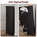 Armoire de rangement avec 2 tiroirs, grande armoire à vêtements de 183 cm de hauteur avec tringle à suspendre, armoire avec portes et étagères réglables pour chambre à coucher