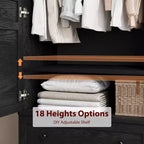 Armoire de rangement avec 2 tiroirs, grande armoire à vêtements de 183 cm de hauteur avec tringle à suspendre, armoire avec portes et étagères réglables pour chambre à coucher