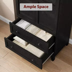 Armoire de rangement avec 2 tiroirs, grande armoire à vêtements de 183 cm de hauteur avec tringle à suspendre, armoire avec portes et étagères réglables pour chambre à coucher