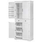 sumyeg 71 Kitchen Pantry Cabinet with 3 Pull-Out Organizers, 2 Drawers, 6 Door Shelves, Embossed Farmhouse Design