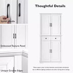 sumyeg Armoire de cuisine/garde-manger de 180 cm avec 3 organiseurs coulissants, 2 tiroirs, 6 étagères de porte, design rustique en relief