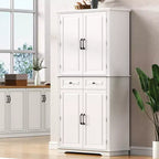 sumyeg Armoire de cuisine/garde-manger de 180 cm avec 3 organiseurs coulissants, 2 tiroirs, 6 étagères de porte, design rustique en relief