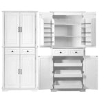 sumyeg Armoire de cuisine/garde-manger de 180 cm avec 3 organiseurs coulissants, 2 tiroirs, 6 étagères de porte, design rustique en relief