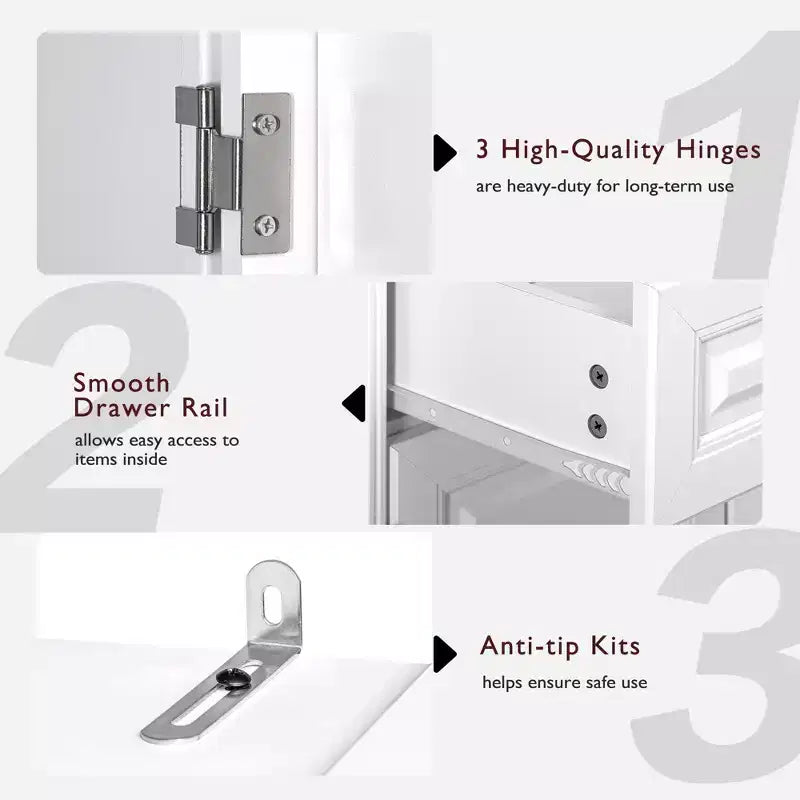 sumyeg Armoire de cuisine/garde-manger de 180 cm avec 3 organiseurs coulissants, 2 tiroirs, 6 étagères de porte, design rustique en relief
