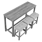 Ensemble de table de bar industrielle 4 pièces sumyeg avec prise électrique, gris