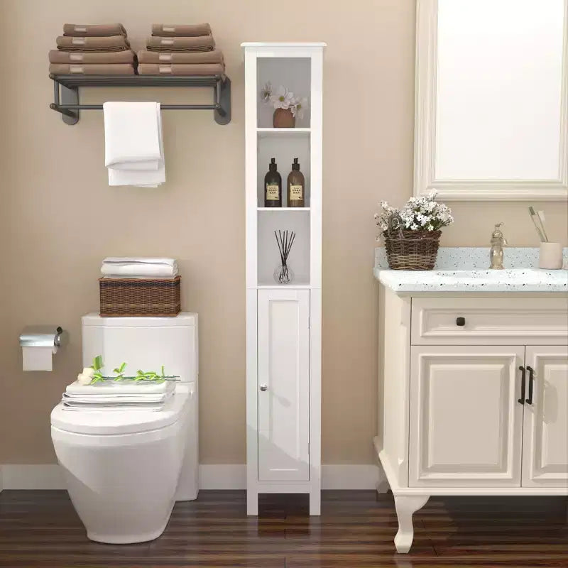 sumyeg 66,92 pouces Meuble Colonne de Salle de Bain Slim avec Étagères Réglables et 1 Porte