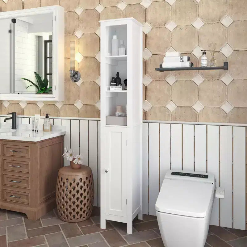 sumyeg 66,92 pouces Meuble Colonne de Salle de Bain Slim avec Étagères Réglables et 1 Porte