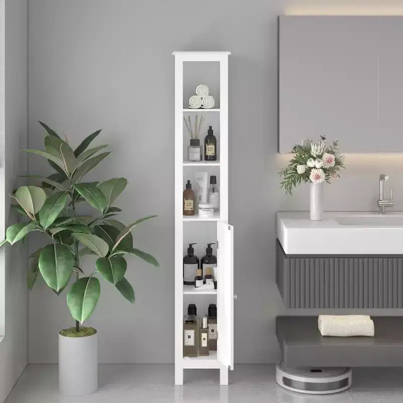sumyeg 66,92 pouces Meuble Colonne de Salle de Bain Slim avec Étagères Réglables et 1 Porte